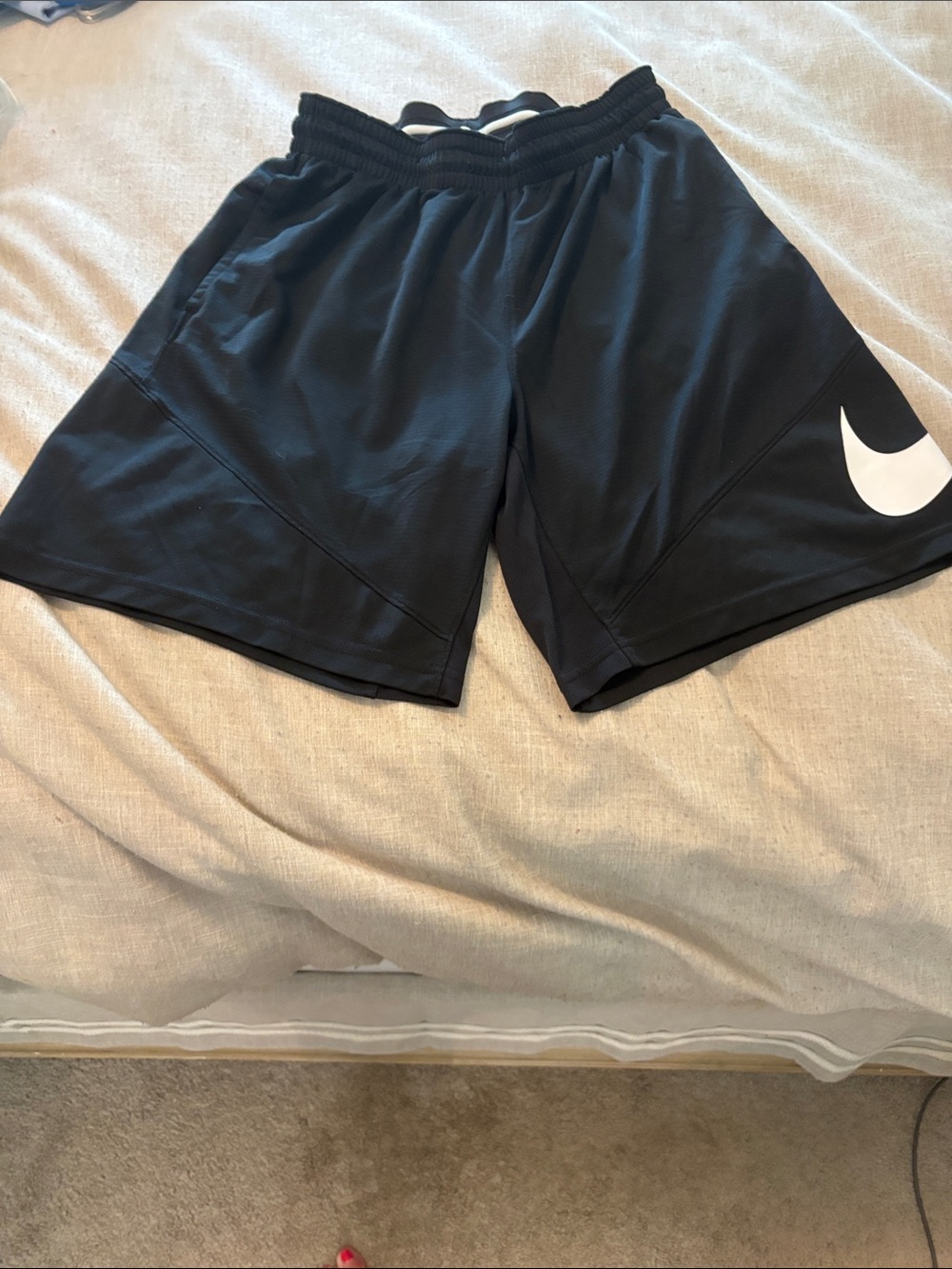 Nike Black Shorts with White Swoosh Logo